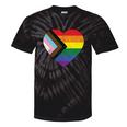 Progress Pride Flag Vintage Rainbow Heart Love Lgbt Pocket Tie-Dye T-shirts Black Tie-Dye