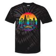 Retro Lgbt Rainbow Charlotte Skyline Lesbian Gay Pride Tie-Dye T-shirts Black Tie-Dye