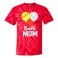 Ball Mom Heart Volleyball Basketball Softball Mom Tie-Dye T-shirts RedTie-Dye