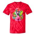 Pink Flamingo Party Tropical Bird With Sunglasses Vacation Tie-Dye T-shirts RedTie-Dye