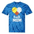 Ball Mom Heart Volleyball Basketball Softball Mom Tie-Dye T-shirts Blue Tie-Dye
