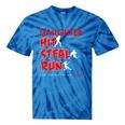 My Daughter Knows How To Hit Steal Run For Softball Mom Dad Tie-Dye T-shirts Blue Tie-Dye