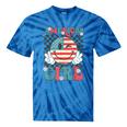 Retro American Girl 4Th Of July Smile Checkered Girls Tie-Dye T-shirts Blue Tie-Dye