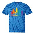 Retro Cincinnati Skyline Rainbow Lgbt Lesbian Gay Pride Tie-Dye T-shirts Blue Tie-Dye