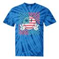 Retro Groovy America Usa Patriotic 4Th Of July Girls Tie-Dye T-shirts Blue Tie-Dye