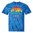 Retro Lgbt Rainbow Charlotte Skyline Lesbian Gay Pride Tie-Dye T-shirts Blue Tie-Dye