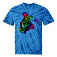 Skeleton On Skateboard Rainbow Skater Graffiti Skateboarding Tie-Dye T-shirts Blue Tie-Dye