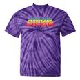 Cleveland City Gay Pride Rainbow Word Tie-Dye T-shirts Purple Tie-Dye