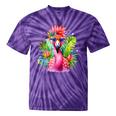 Pink Flamingo Party Tropical Bird With Sunglasses Vacation Tie-Dye T-shirts Purple Tie-Dye