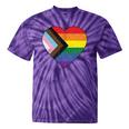 Progress Pride Flag Vintage Rainbow Heart Love Lgbt Pocket Tie-Dye T-shirts Purple Tie-Dye