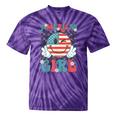 Retro American Girl 4Th Of July Smile Checkered Girls Tie-Dye T-shirts Purple Tie-Dye