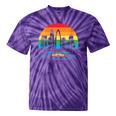 Retro Lgbt Rainbow Charlotte Skyline Lesbian Gay Pride Tie-Dye T-shirts Purple Tie-Dye