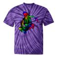 Skeleton On Skateboard Rainbow Skater Graffiti Skateboarding Tie-Dye T-shirts Purple Tie-Dye