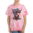 4Th Of July Highland Cow American Western Girls Tie-Dye T-shirts Coral Tie-Dye