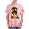 Celebrate Junenth Black Messy Bun 1865 Emancipation Tie-Dye T-shirts Coral Tie-Dye