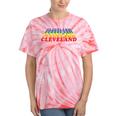 Cleveland City Gay Pride Rainbow Word Tie-Dye T-shirts Coral Tie-Dye