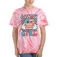 Retro American Girl 4Th Of July Smile Checkered Girls Tie-Dye T-shirts Coral Tie-Dye