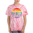 Retro Lgbt Rainbow Charlotte Skyline Lesbian Gay Pride Tie-Dye T-shirts Coral Tie-Dye