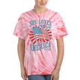 She Loves Jesus And America Too Fourth Of July Women Tie-Dye T-shirts Coral Tie-Dye