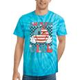 Retro American Girl 4Th Of July Smile Checkered Girls Tie-Dye T-shirts Turquoise Tie-Dye