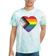 Progress Pride Flag Vintage Rainbow Heart Love Lgbt Pocket Tie-Dye T-shirts Mint Tie-Dye