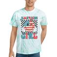 Retro American Girl 4Th Of July Smile Checkered Girls Tie-Dye T-shirts Mint Tie-Dye