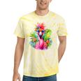 Pink Flamingo Party Tropical Bird With Sunglasses Vacation Tie-Dye T-shirts Yellow Tie-Dye