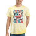 Retro American Girl 4Th Of July Smile Checkered Girls Tie-Dye T-shirts Yellow Tie-Dye