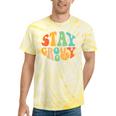 Stay Groovy Hippie Peace Sign Retro 60S 70S Women Tie-Dye T-shirts Yellow Tie-Dye