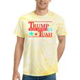 Trump Hawk Tuah Viral Humor Meme Video Girl 24 Tua Tie-Dye T-shirts Yellow Tie-Dye