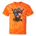 4Th Of July Highland Cow American Western Girls Tie-Dye T-shirts Orange Tie-Dye