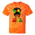 Celebrate Junenth Black Messy Bun 1865 Emancipation Tie-Dye T-shirts Orange Tie-Dye