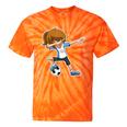 Dabbing Soccer Girl Argentina Argentinian Flag Jersey Tie-Dye T-shirts Orange Tie-Dye