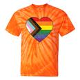 Progress Pride Flag Vintage Rainbow Heart Love Lgbt Pocket Tie-Dye T-shirts Orange Tie-Dye