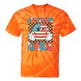 Retro American Girl 4Th Of July Smile Checkered Girls Tie-Dye T-shirts Orange Tie-Dye