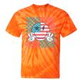 Retro Groovy America Usa Patriotic 4Th Of July Girls Tie-Dye T-shirts Orange Tie-Dye