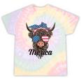 4Th Of July Highland Cow American Western Girls Tie-Dye T-shirts Rainbow Tie-Dye