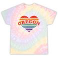 Oregon Retro Rainbow Heart 80S Whimsy Lgbtq Pride Stat Tie-Dye T-shirts Rainbow Tie-Dye