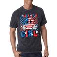 Retro Groovy Fourth 4Th Of July Smile American Girl Mineral Wash Tshirts Mineral Black
