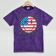 Happy 4Th Of July Groovy Smile Face Red White Blue Usa Flag Mineral Wash Tshirts Mineral Purple