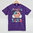 Retro American Girl 4Th Of July Smile Checkered Girls Mineral Wash Tshirts Mineral Purple