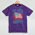 She Loves Jesus And America Too Fourth Of July Women Mineral Wash Tshirts Mineral Purple