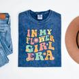 In My Flower Girl Era Retro Groovy Flower Girl Cute Mineral Wash Tshirts Mineral Navy