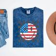 Happy 4Th Of July Groovy Smile Face Red White Blue Usa Flag Mineral Wash Tshirts Mineral Navy