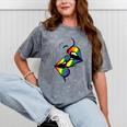 Gay Rainbow Lips Kissing Lgbt Flag Pride Month Women Mineral Wash Tshirts Mineral Gray