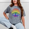 Lgbt Pride Month Tree Life Rainbow Gay Lesbian Mineral Wash Tshirts Mineral Gray