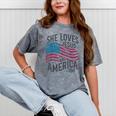 She Loves Jesus And America Too Flag Christian 4Th Of July Mineral Wash Tshirts Mineral Gray