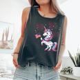 Cute Patriotic Americorn Unicorn Fireworks Girls 4Th Of July Comfort Colors Tank Top Pepper