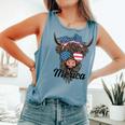 4Th Of July Highland Cow American Western Girls Comfort Colors Tank Top Blue Jean