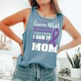 Bravery Mom Pancreas Cancer Awareness Ribbon Comfort Colors Tank Top Blue Jean